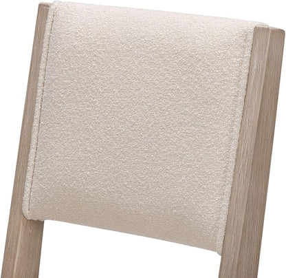 Plank+Beam Sereno Counter Stool, 24", Set of 2, Sturdy Wood Modern Kitchen Counter Height Stool, Upholstered Cushion Counter Chair with Back, Antique White/Ivory