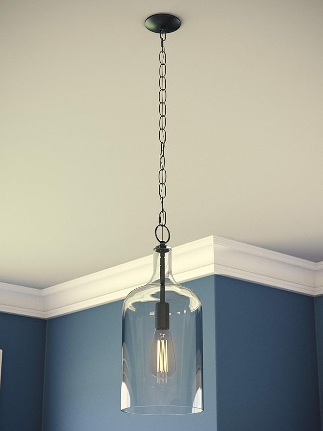 Kenroy Home Capri 1 Light Mini Pendant with Blackened Oil Rubbed Bronze Finish, Casual Style, 15.25" Height, 6.125" Width, 6.125" Depth