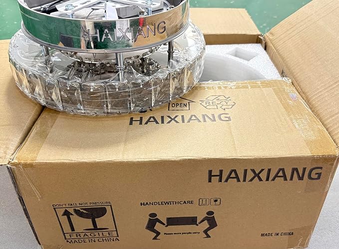 HAIXIANG Modern Glam Ceiling Chandelier Bedroom Light Fixtures Crystal Flat Sloping Ceiling Lights for Hallway Kitchen Dining Room Dimmable Light with Remote Silver