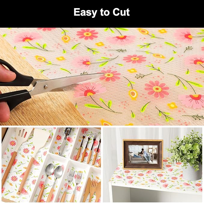 Cooyes Shelf Liner – Premium Non-Adhesive Cabinet & Drawer Liner for Kitchen – Waterproof Shelf Paper with Modern Pattern – Durable EVA Cabinet Mat – Easy to Cut （12" W x 240" L）