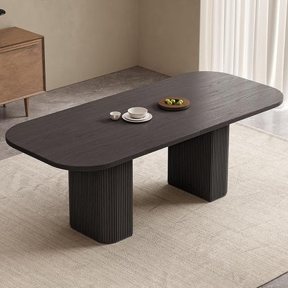 Miuuod 65" Dining Table for 4-6,Farmhouse Kitchen Table with Large Tabletop, Rectangular Dinner Eating Table for Dining Room,Living Room, Kitchen,Black