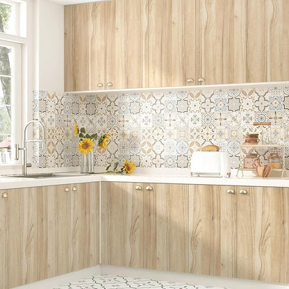 WESTICK Light Wood Grain Contact Paper Peel and Stick Countertops Waterproof Wood Vinyl Wrap Wallpaper Self Adhesive Kitchen Countertop Contact Paper for Cabinets Drawers Desk Table Walls 15.75"x78"