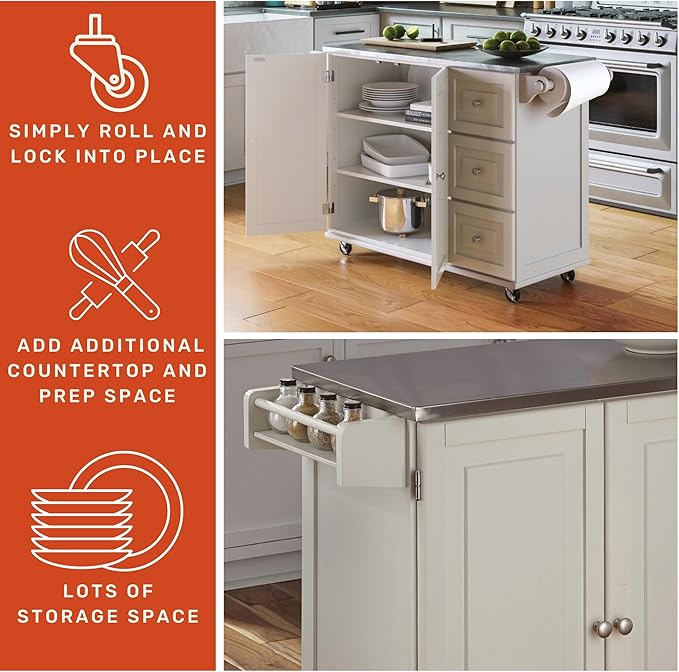 homestyles Dolly Madison Off-White Kitchen Cart