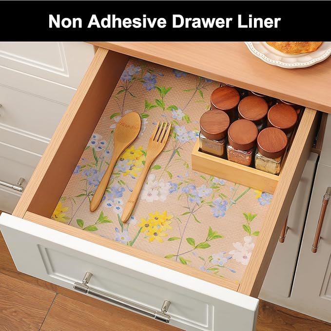 Cooyes Shelf Liner – Premium Non-Adhesive Cabinet & Drawer Liner for Kitchen – Waterproof Shelf Paper with Modern Pattern – Durable EVA Cabinet Mat – Easy to Cut （12" W x 240" L）
