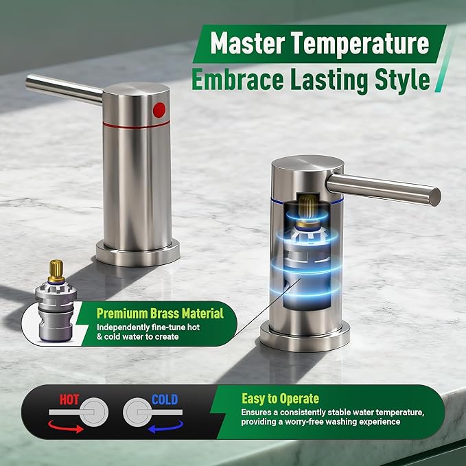 2 Handle Kitchen Faucet with Pull Down Sprayer, 3 Hole Kitchen Sink Faucet with Separate Hot and Cold Handle,3 Mode Spray High Arc Brushed Nickel Kitchen Faucets