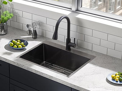 VCCUCINE 22x18 Inch Gunmetal Black Drop in Kitchen Sink,16 Gauge Topmount RV Small Kitchen Bar Sink,Stainless Steel Wet Bar Sink,Outdoor Single Bowl,Laundry Prep Sink