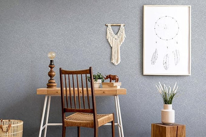 Safiyya 17.3 inch X 118 inch Peel and Stick Wallpaper Silver Grey Silk Wallpaper Textured Removable Wall Paper Self Adhesive Contact Paper for Walls Vinyl Rolls