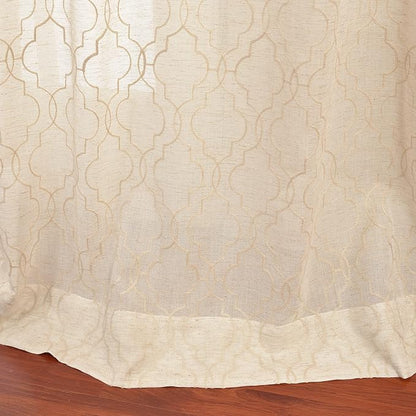 HPD Half Price Drapes Embroidered Linen Sheer Curtains for Living Room 50 X 96 (1 Panel), Rod Pocket Window Curtains for Bedroom, Saida Natural