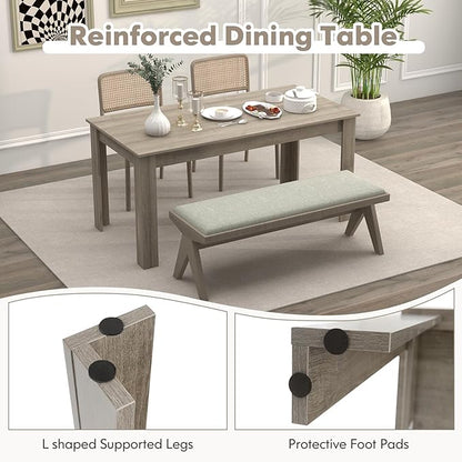 63-Inch Dining Table for 4-6 People, Rectangular Wooden Kitchen Table, L-Shaped Legs, 330 LBS Weight Capacity, Modern Farmhouse Dinette Table for Restaurant, Living Room, Family (Oak)