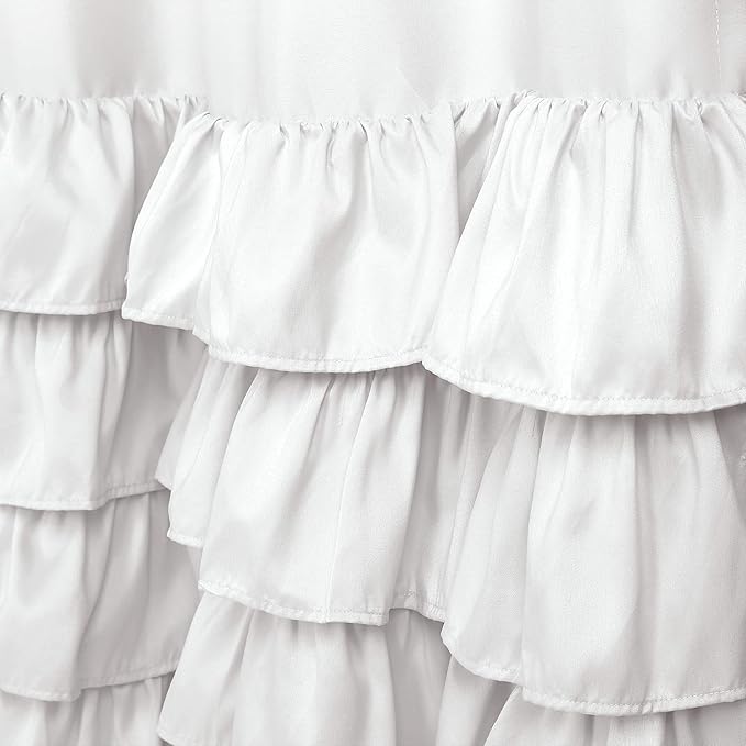 Lush Decor Allison Ruffle Light Filtering Window Curtain Panels Pair 40" W x 95" White - Coquette Curtains for Bedroom - Drapes - Ruffle Curtains Kids