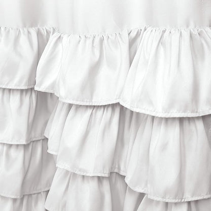 Lush Decor Allison Ruffle Light Filtering Window Curtain Panels Pair 40" W x 95" White - Coquette Curtains for Bedroom - Drapes - Ruffle Curtains Kids