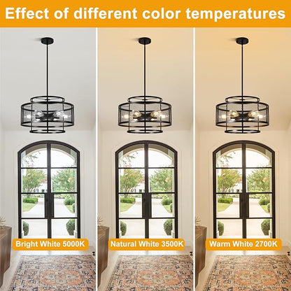 18" Black Chandeliers for Dining Room, 6-Light Farmhouse Pendant Light Fixtures, Industrial Hanging Pendant Lights Fixture for Kitchen Island Dining Room Living Room Bedroom Hallway Entryway