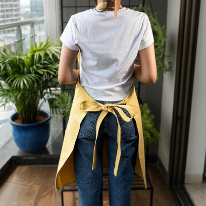 100% Cotton Kitchen Apron with 2 Pockets – Adjustable Chef Apron for Cooking Baking BBQ – Unisex Apron