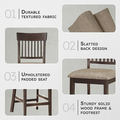 Lexicon Attis 5-Piece Counter Height Dining Set (Slat Back), Dark Brown