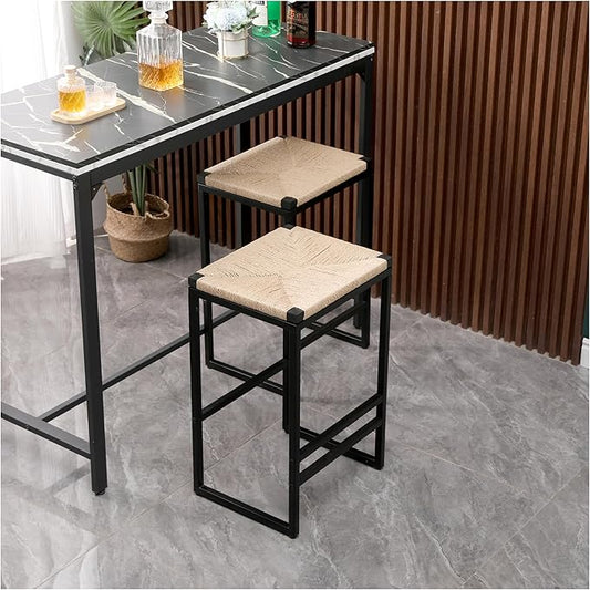 Bar Stools Set of 2, Paper Rope Counter Height Chairs - Kitchen Island & Home Dining