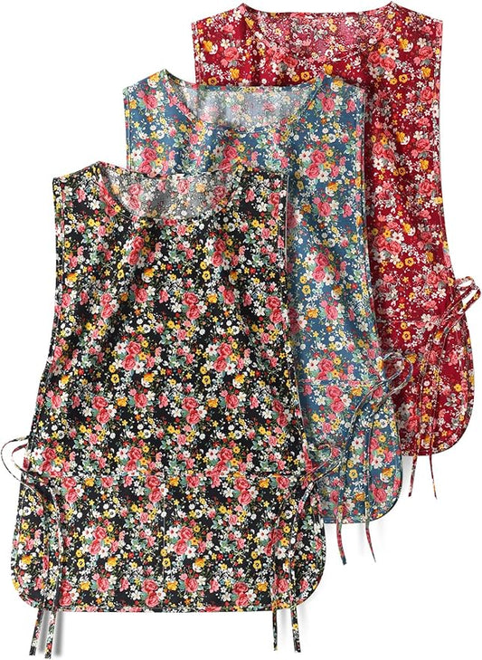 3 pack Women Cobbler Apron Vintage Floral Aprons for Women Chef Bakers Apron for Baking, Cooking, Gardening