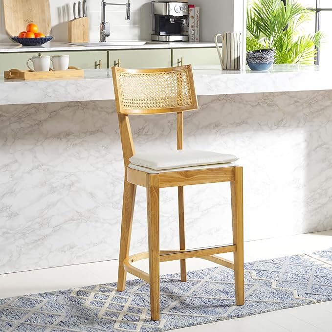 SAFAVIEH Home Collection Galway Natural 27-inch Seat Height Counter Stool for Kitchen Island Breakfast Nook