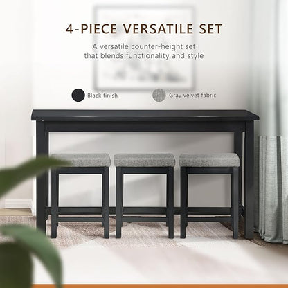Homelegance 4-Piece Counter Height Dinette Set, Black