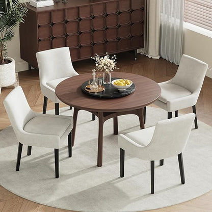 COLAMY Upholstered Dining Chairs Set of 4 with Mid Back and Wood Legs, Modern Accent Side Chairs for Living Room/Dining Room-Beige