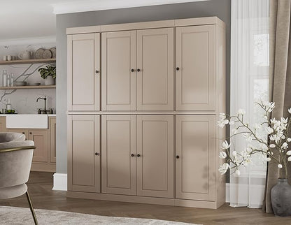 Palace Imports Solid Wood Pantry Cabinet - 71.5" Tall, 65" Wide - Freestanding Wooden Storage Cabinet w/Adjustable Shelves for Kitchen - Beige, Renewable Eco-Friendly 100% Wood, Made in Brazil