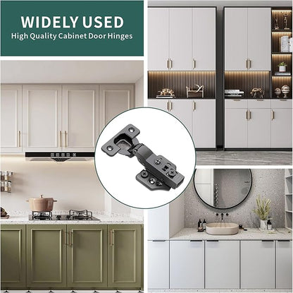 20 Pack Half Overlay Soft Close Cabinet Hinges 105° Frameless 3 Way Adjustable Soft Close Hinges for Cabinet Doors Kitchen Cabinet Door Hinges with Screws
