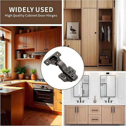 20 Pack Inset Overlay Soft Close Cabinet Hinges 105° Frameless 3 Way Adjustable Soft Close Hinges for Cabinet Doors Kitchen Cabinet Door Hinges with Screws