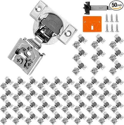 3/4 Inch Overlay Soft Close Cabinet Hinges, 50 Pack Slow Soft Close Hinges for Kitchen Cabinets Satin Nickel Hidden Self Closing Kitchen Cabinet Hinges for Cupboard