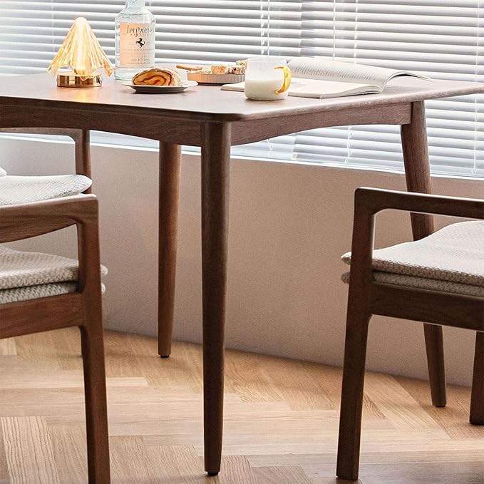 Square Dining Table, Solid Wood Kitchen Table, Mid-Century Modern Kitchen Island Tables for Small Space with Oak Finish, 35.4”D x 35.4" W x 29.5" H, Walnut