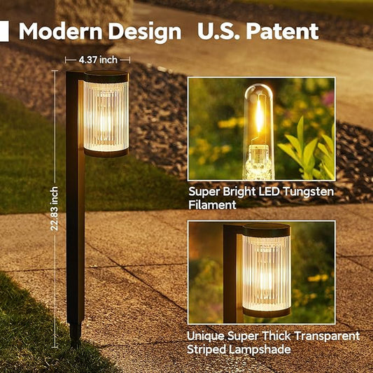 ELECLINK Solar Pathway Lights Outdoor, 4 Pack Upgraded Outdoor Solar Lights for Outside Super Bright Up to 12Hrs, IP65 Waterproof Solar Garden Lights for Yard Path Walkway Decor Landscape Lighting