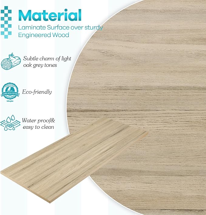 Kaboon 60x24 inches Tabletop, Solid One-Piece Desktop for Sit Stand Desk, Double Desks, L Desk DIY,Wood Countertop Home or Commercial Use,1 inch Thick, Light Oak, 23.62" D x 59.1" W