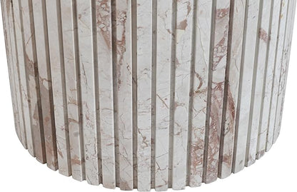 Meridian Furniture 248Breccia-DT48 Genoa Collection Art Deco Dining Table with Handcrafted Genuine Marble, Breccia Marble, 48" W x 48" D x 30" H, Breccia
