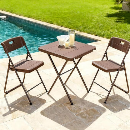 Folding Table 2 Pack, Portable Square Foldable Table No Assembly, Heavy Duty Steel Frame Indoor Outdoor Camping Patio Table, Picnic Card Table for Backyard, RV, Small Spaces