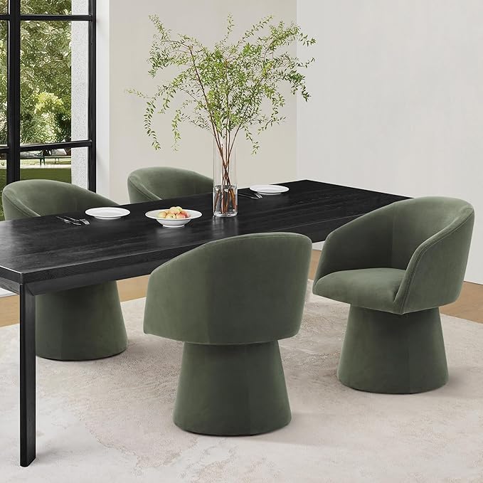 KISLOT Swivel Dining Chairs Modern Accent Armchair Side Deskchair for Diningroom Vanity Bedroom Livingroom Reading Room,Green,2 Box