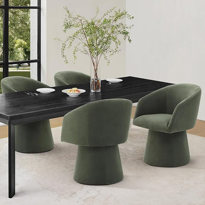 KISLOT Swivel Dining Chairs Modern Accent Armchair Side Deskchair for Diningroom Vanity Bedroom Livingroom Reading Room,Green,2 Box