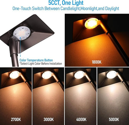 LEONLITE 5CCT Anti-Glare Low Voltage Pathway Lights, 5W Wired LED Landscape Path Lights, Aluminum IP65 Outdoor Landscape Lighting for Walkway Yard, 1800K/2700K/3000K/4000K/5000K, ETL, Pack of 6