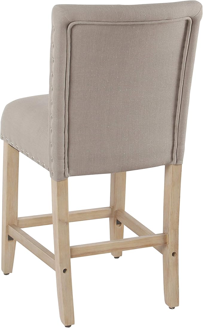 Homepop Home Decor | Backless Nailhead Trim Counter Height Bar Stools | 24 Inch Bar Stools | Decorative Home Furniture (Light Gray