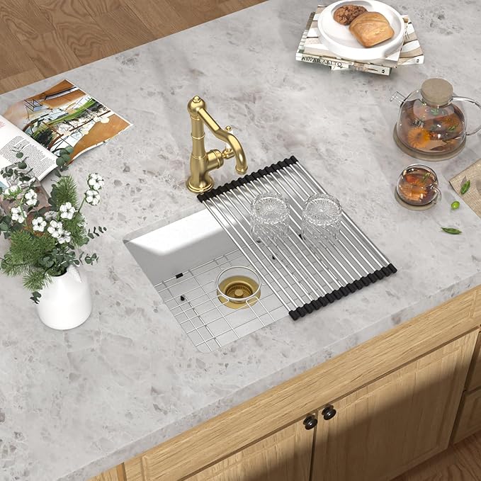 21 Inch White Undermount Bar Sink - Granite Composite Single Bowl Classic Quartz Wet Prep Sink for RV, Kitchen Bar, Boat, and Outdoor #TLGU-135