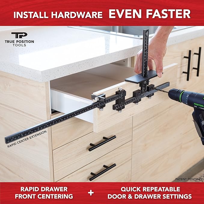 MAX Cabinet Hardware Jig - Install Long Pulls and Shelf Pin Holes - Made In USA - Hand Calibrated by True Position Tools