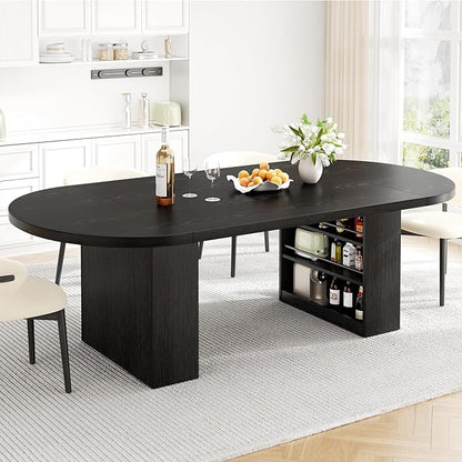 Jocoevol 78.7" Dining Table for 6 8 10, Modern Dining Room Table with Storage, Wood Kitchen Table with Heavy Duty Legs, Dinner Tables for Kitchen Dining Room (Black)