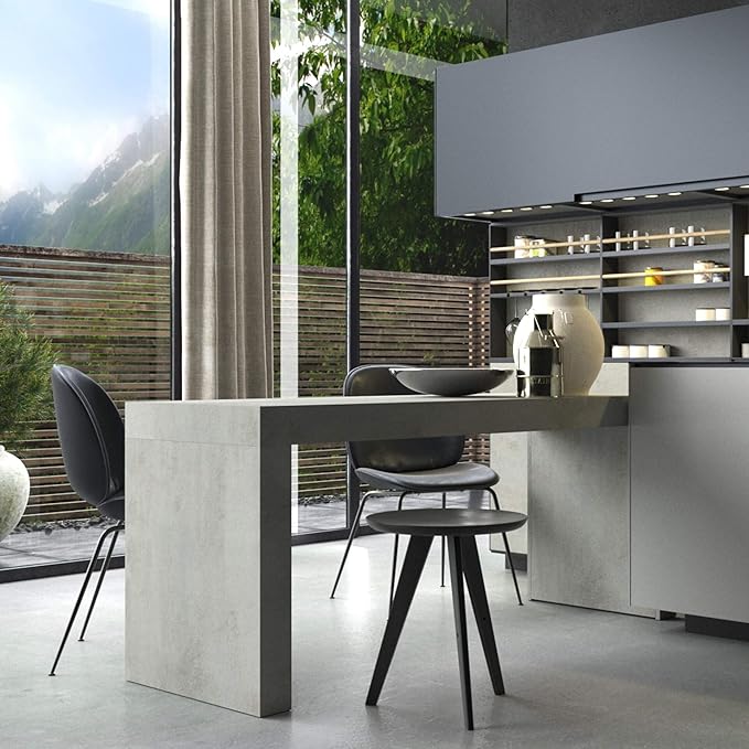Mobili Fiver, Evolution Dining Table 70.9 x 23.6 in, with Wireless Charger, Concrete Effect, Grey with Two Legs, Made in Italy