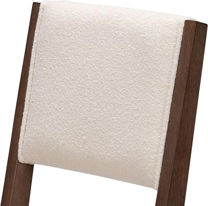 Plank+Beam Sereno Counter Stool, 24", Set of 2, Sturdy Wood Modern Kitchen Counter Height Stool, Upholstered Cushion Counter Chair with Back, Walnut/Ivory