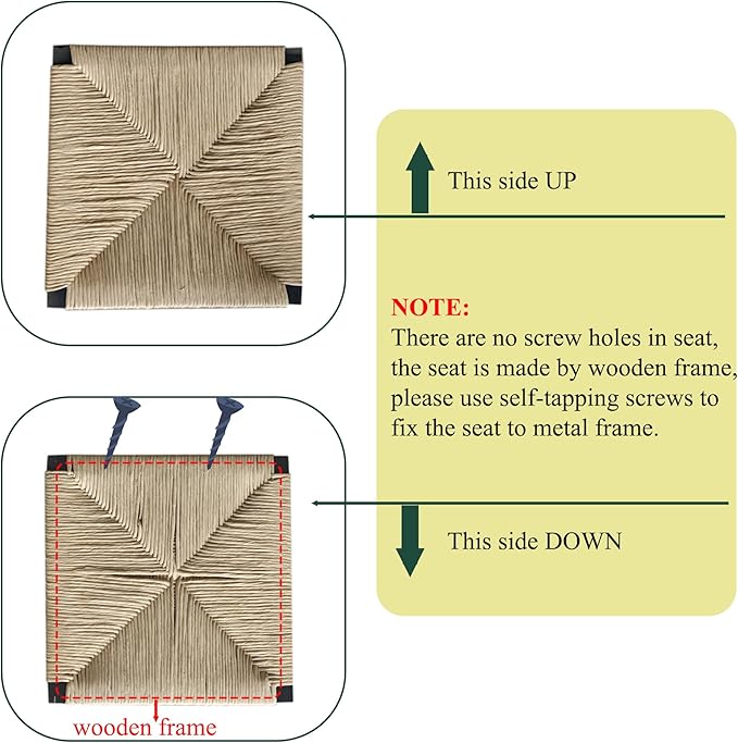 Modern Dining Chairs,Elegant American Design,Offering & Stylish,Hand Woven Paper Rope Bar Stools Set of 2,Solid Wood Frame Counter Height with Metal Legs for Island,Farmhouse Furniture,Honey-PaperRope