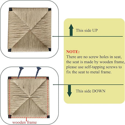 Modern Dining Chairs,Elegant American Design,Offering & Stylish,Hand Woven Paper Rope Bar Stools Set of 2,Solid Wood Frame Counter Height with Metal Legs for Island,Farmhouse Furniture,Honey-PaperRope