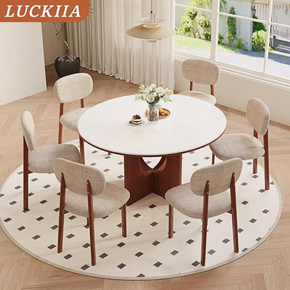 Modern Dining Room Chairs Set of 2 Upholstered Kitchen & Dining Chairs with Metal Legs for Dining Room Kitchen Living Room, Brown/Walnut Linen