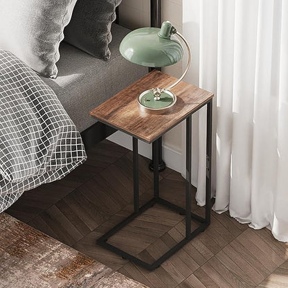 WLIVE C Shaped End Tables Set of 2, C Table Side Table for Couch, TV Trays Set of 2, Couch Side Tables that Slide Under, Small Side Table, C Table for Sofa, Living Room, Bedroom, Small Space, Brown