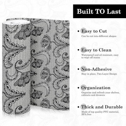 Drawer and Shelf Liner, Non-Slip Kitchen Cabinet Liners Non-Adhesive Thick Strong Grip Waterproof Washable Mats Protect Dresser Shelves Cupboard Bathroom Cabinets, Boho: Floral, 12 in X 20 FT
