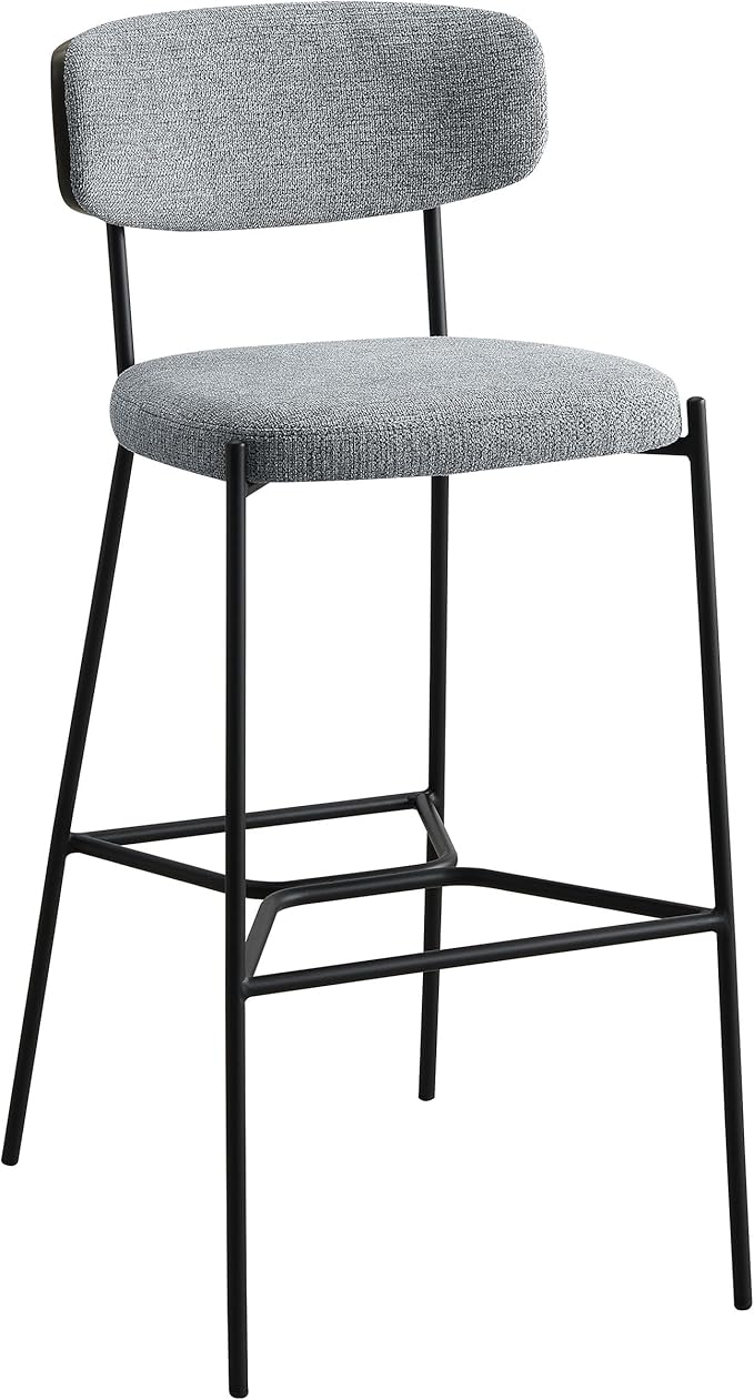 Coaster Home Furnishings - Elison - Set of 2 Pub Height Bar Stools with Foam Cushioned Seat and Geometric Detail Footrest - Mid-Century Modern - Dining Room & Kitchen - Gray & Black - 182647