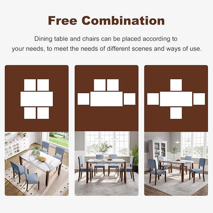 Merax Modern 5 Piece Dining Table Set for 4,Faux Marble Style Kitchen Table Set with One Rectangle Table and 4 Dining Chairs for Dining Room Table Set for Small Place