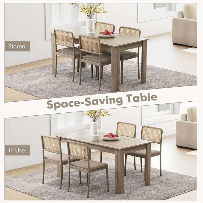 63-Inch Dining Table for 4-6 People, Rectangular Wooden Kitchen Table, L-Shaped Legs, 330 LBS Weight Capacity, Modern Farmhouse Dinette Table for Restaurant, Living Room, Family (Oak)