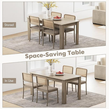 63-Inch Dining Table for 4-6 People, Rectangular Wooden Kitchen Table, L-Shaped Legs, 330 LBS Weight Capacity, Modern Farmhouse Dinette Table for Restaurant, Living Room, Family (Oak)